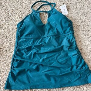 Time and Tru Teal Halter Swim top